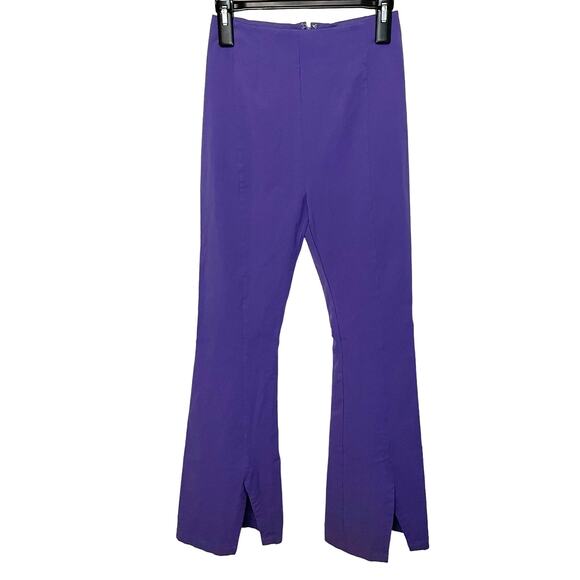 Free People Real Deal Flare Pants XS Womens Purple Split Leg High Rise - Picture 2 of 10